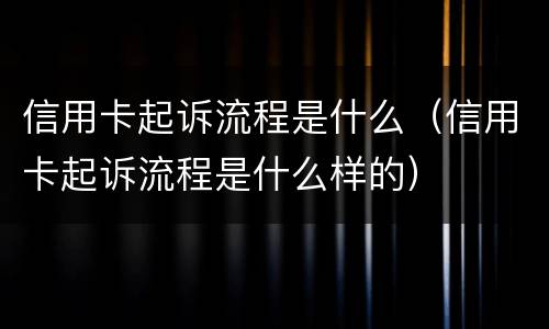 信用卡起诉流程是什么（信用卡起诉流程是什么样的）