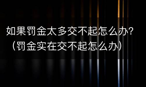 如果罚金太多交不起怎么办？（罚金实在交不起怎么办）