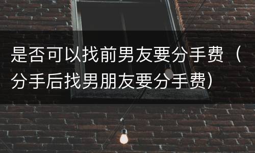 是否可以找前男友要分手费（分手后找男朋友要分手费）