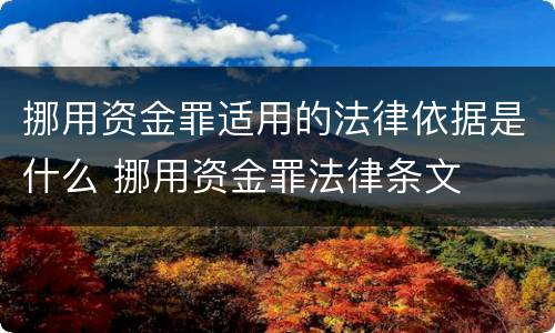 挪用资金罪适用的法律依据是什么 挪用资金罪法律条文