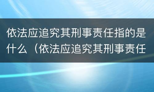 依法应追究其刑事责任指的是什么（依法应追究其刑事责任指的是什么意思）