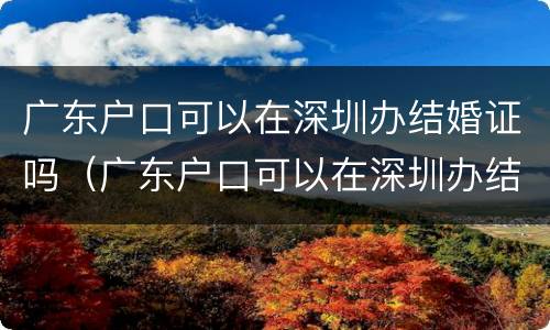 广东户口可以在深圳办结婚证吗（广东户口可以在深圳办结婚证吗）