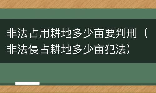 非法占用耕地多少亩要判刑（非法侵占耕地多少亩犯法）