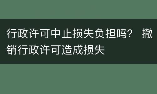 行政许可中止损失负担吗？ 撤销行政许可造成损失