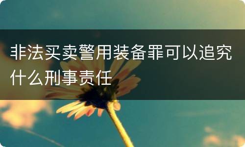非法买卖警用装备罪可以追究什么刑事责任