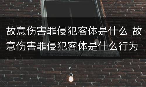 故意伤害罪侵犯客体是什么 故意伤害罪侵犯客体是什么行为