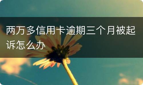 两万多信用卡逾期三个月被起诉怎么办