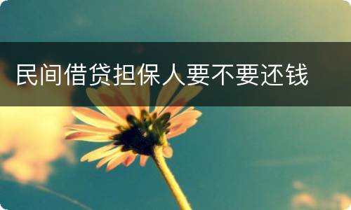 民间借贷担保人要不要还钱