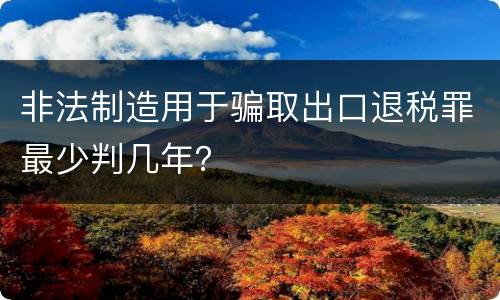 非法制造用于骗取出口退税罪最少判几年？