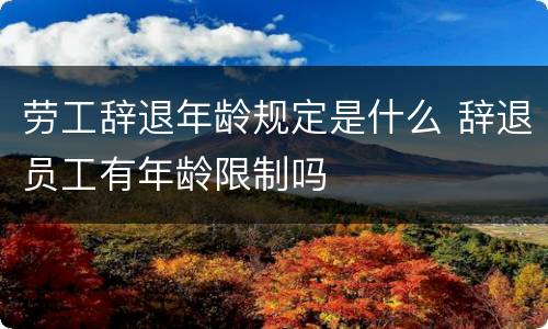 劳工辞退年龄规定是什么 辞退员工有年龄限制吗