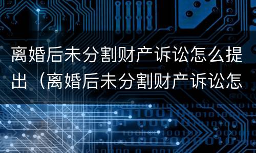 离婚后未分割财产诉讼怎么提出（离婚后未分割财产诉讼怎么提出申请）