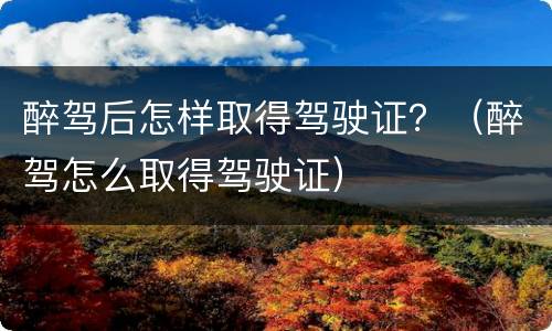 醉驾后怎样取得驾驶证？（醉驾怎么取得驾驶证）
