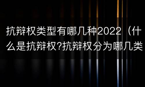 抗辩权类型有哪几种2022（什么是抗辩权?抗辩权分为哪几类?）