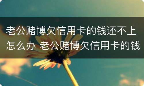 老公赌博欠信用卡的钱还不上怎么办 老公赌博欠信用卡的钱还不上怎么办贷款的房子怎么办