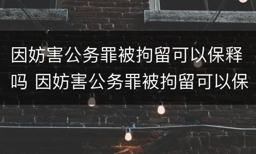 因妨害公务罪被拘留可以保释吗 因妨害公务罪被拘留可以保释吗多少钱