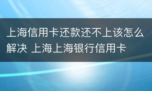 上海信用卡还款还不上该怎么解决 上海上海银行信用卡