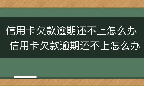 信用卡欠款逾期还不上怎么办 信用卡欠款逾期还不上怎么办黑名单
