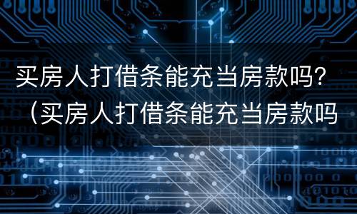 买房人打借条能充当房款吗？（买房人打借条能充当房款吗）