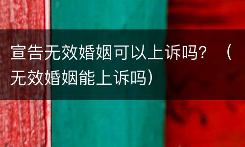 宣告无效婚姻可以上诉吗？（无效婚姻能上诉吗）