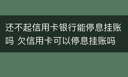 还不起信用卡银行能停息挂账吗 欠信用卡可以停息挂账吗