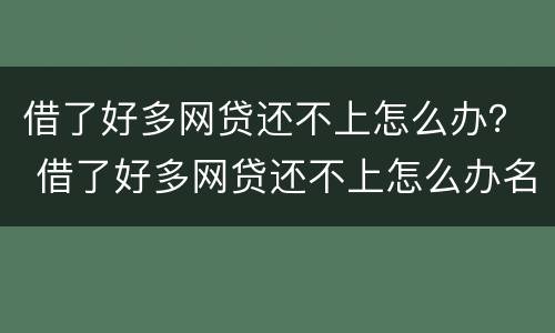 借了好多网贷还不上怎么办？ 借了好多网贷还不上怎么办名下有房