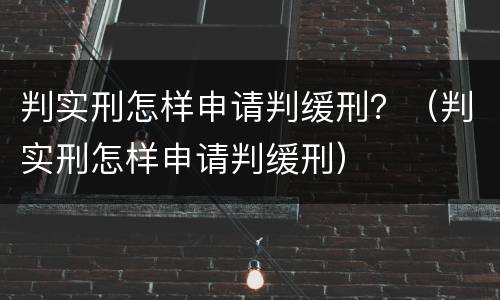 判实刑怎样申请判缓刑？（判实刑怎样申请判缓刑）