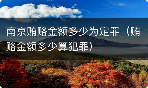 南京贿赂金额多少为定罪（贿赂金额多少算犯罪）