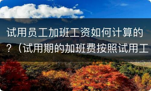 试用员工加班工资如何计算的?（试用期的加班费按照试用工资）