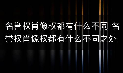 名誉权肖像权都有什么不同 名誉权肖像权都有什么不同之处