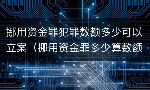 挪用资金罪犯罪数额多少可以立案（挪用资金罪多少算数额较大）