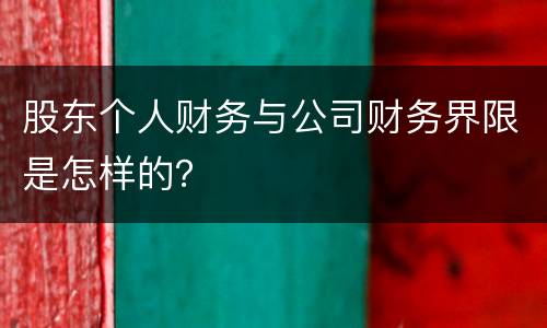 股东个人财务与公司财务界限是怎样的？
