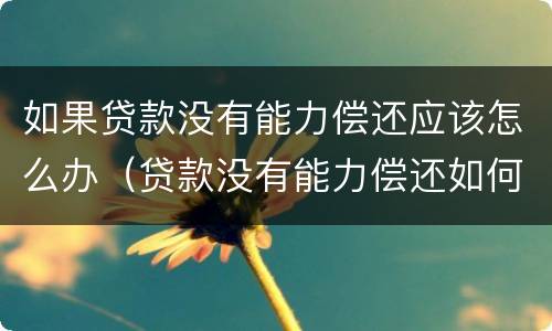 如果贷款没有能力偿还应该怎么办（贷款没有能力偿还如何处理）
