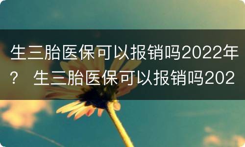 生三胎医保可以报销吗2022年？ 生三胎医保可以报销吗2021年