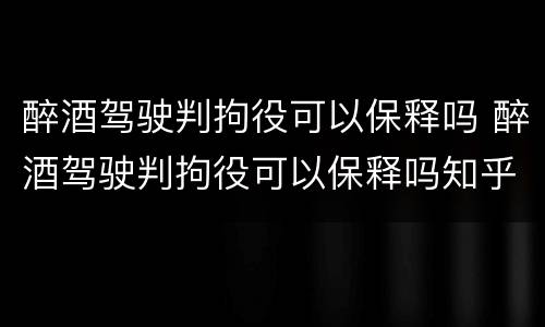 醉酒驾驶判拘役可以保释吗 醉酒驾驶判拘役可以保释吗知乎
