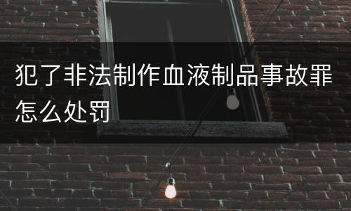 犯了非法制作血液制品事故罪怎么处罚