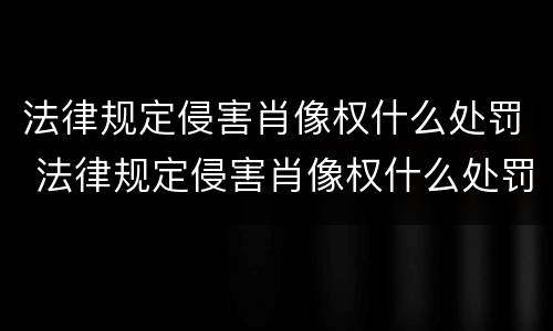 法律规定侵害肖像权什么处罚 法律规定侵害肖像权什么处罚
