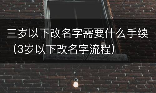三岁以下改名字需要什么手续（3岁以下改名字流程）