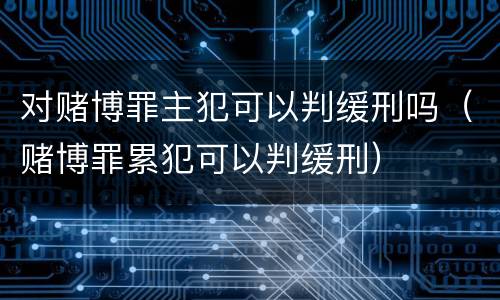 对赌博罪主犯可以判缓刑吗（赌博罪累犯可以判缓刑）