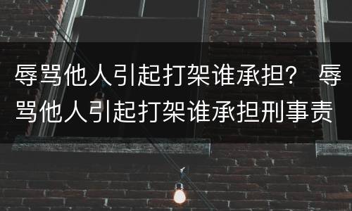 辱骂他人引起打架谁承担？ 辱骂他人引起打架谁承担刑事责任