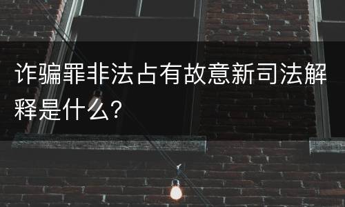 诈骗罪非法占有故意新司法解释是什么？