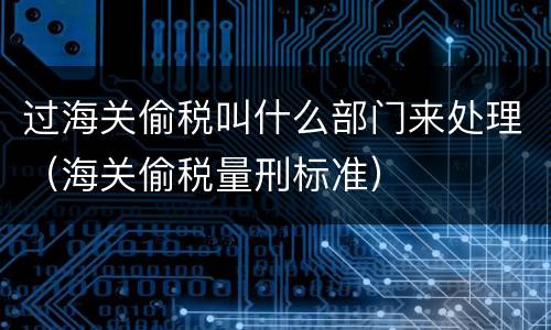 过海关偷税叫什么部门来处理（海关偷税量刑标准）