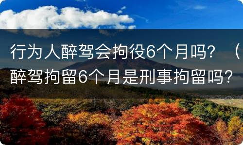 行为人醉驾会拘役6个月吗？（醉驾拘留6个月是刑事拘留吗?）