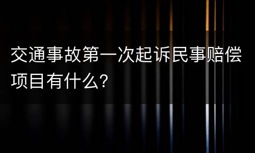 交通事故第一次起诉民事赔偿项目有什么？