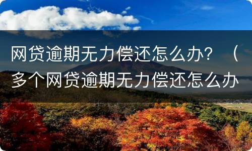 网贷逾期无力偿还怎么办？（多个网贷逾期无力偿还怎么办）