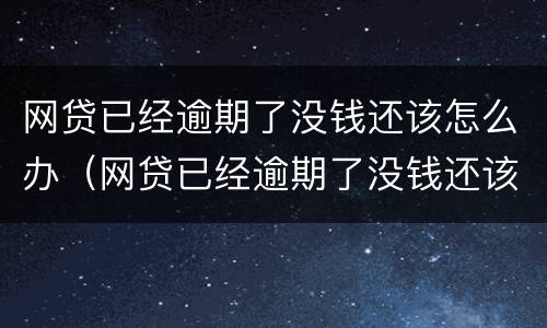 网贷已经逾期了没钱还该怎么办（网贷已经逾期了没钱还该怎么办理）