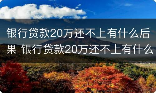 银行贷款20万还不上有什么后果 银行贷款20万还不上有什么后果呢