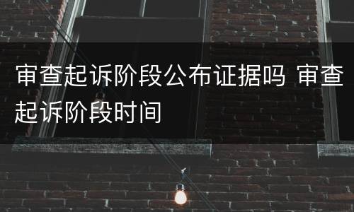审查起诉阶段公布证据吗 审查起诉阶段时间