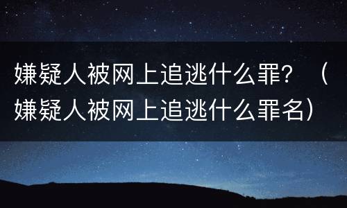 嫌疑人被网上追逃什么罪？（嫌疑人被网上追逃什么罪名）