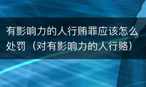 有影响力的人行贿罪应该怎么处罚（对有影响力的人行赂）