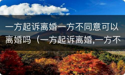 一方起诉离婚一方不同意可以离婚吗（一方起诉离婚,一方不同意怎么办）